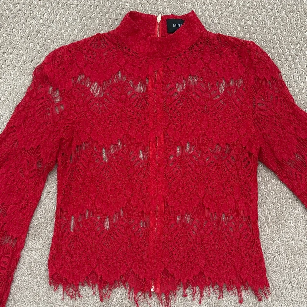 MINKPINK Red Lace Blouse